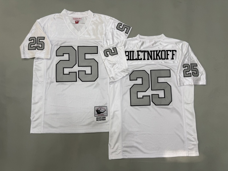Men 2025 Nike Oakland Raiders #25 Biletnikoff white Throwback Limited NFL Jersey style 001